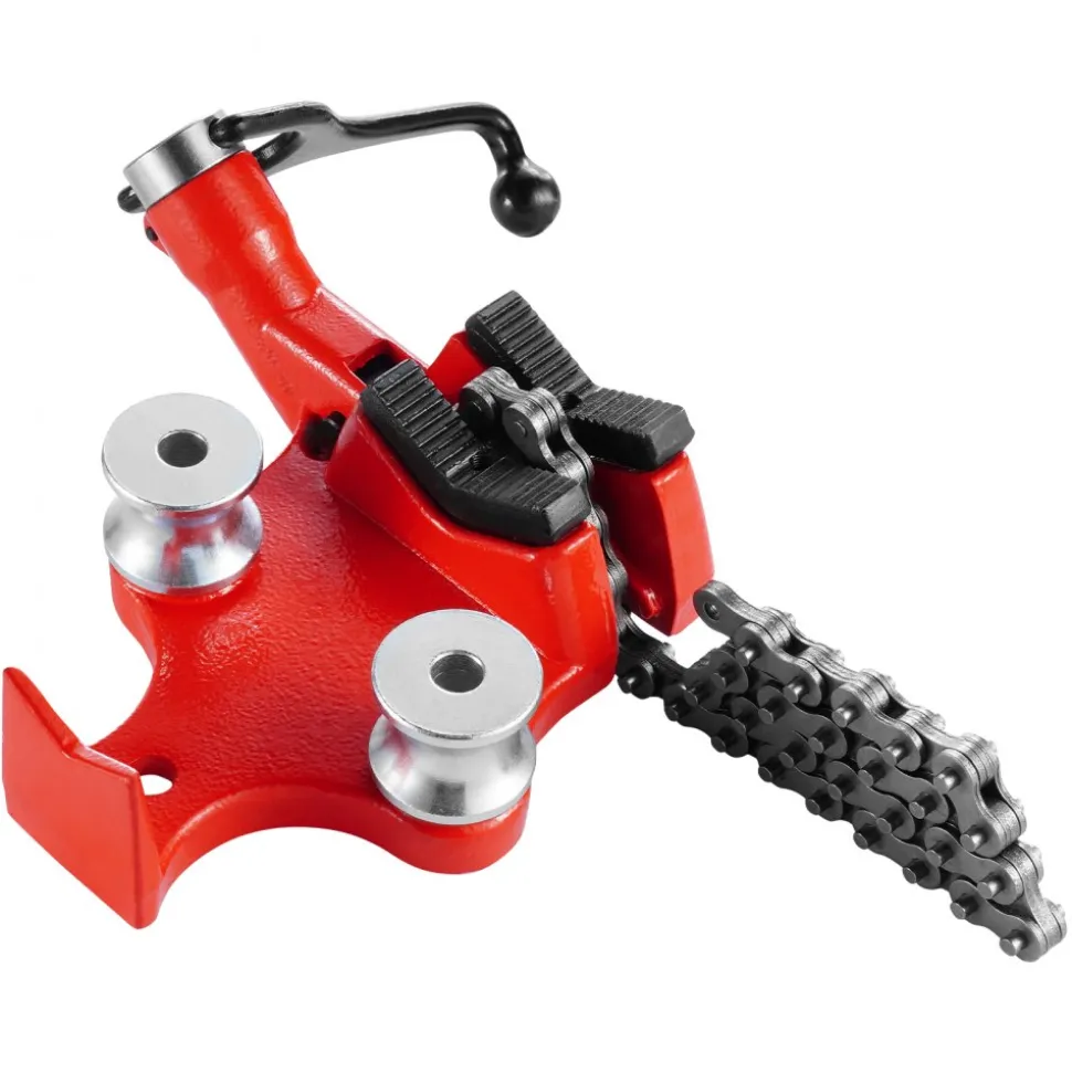 VEVOR Heavy-Duty Pipe Chain Vise, 1/8" - 5" Pipe Capacity, 26" Rugged Chain & Cast Iron Base, Hitch Mount Vise Plate Holder With Adjustable Height - Fits 2 inch x 2 inch Receiver