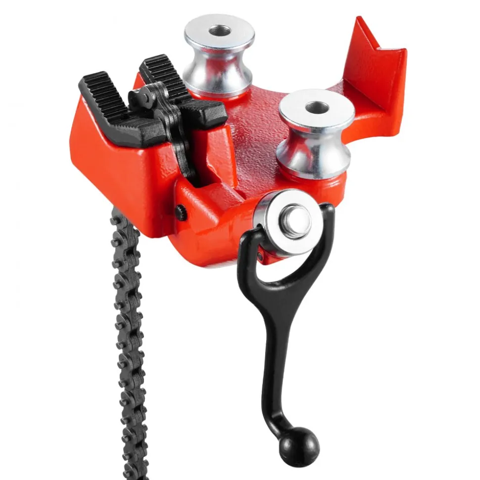 VEVOR Heavy-Duty Pipe Chain Vise, 1/8" - 5" Pipe Capacity, 26" Rugged Chain & Cast Iron Base, Hitch Mount Vise Plate Holder With Adjustable Height - Fits 2 inch x 2 inch Receiver