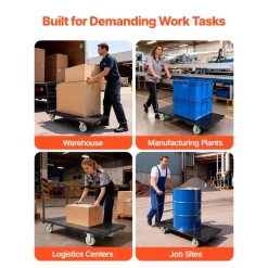 VEVOR Heavy Duty Platform Truck, 2000 lbs Capacity, Industrial Steel Flatbed Cart with Swivel Wheels and Handle, Platform Hand Push Truck Dolly, Easy Storage, for Luggage Moving, 48 x 24 x 32.1 in
