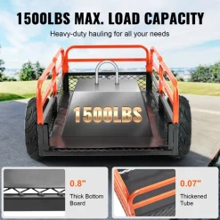 VEVOR Heavy Duty Steel ATV Dump Trailer, 1500-Pound Load Capacity 15 Cubic Feet, Tow Behind Dump Cart Garden Trailer, with Removable Sides and 2 Tires, for Mowers, Tractors, ATV, UTV