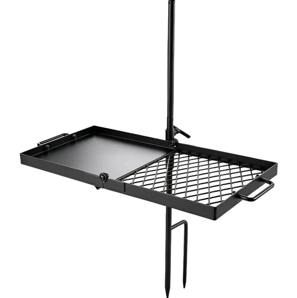 VEVOR Heavy Duty Swivel Campfire Grill, 24" Portable Camping Grill Grate & Griddle, Sturdy Steel BBQ Mesh, 360° Height Adjustable Over Fire Pit Equipment, for Outdoor Open Flame Cooking, Black