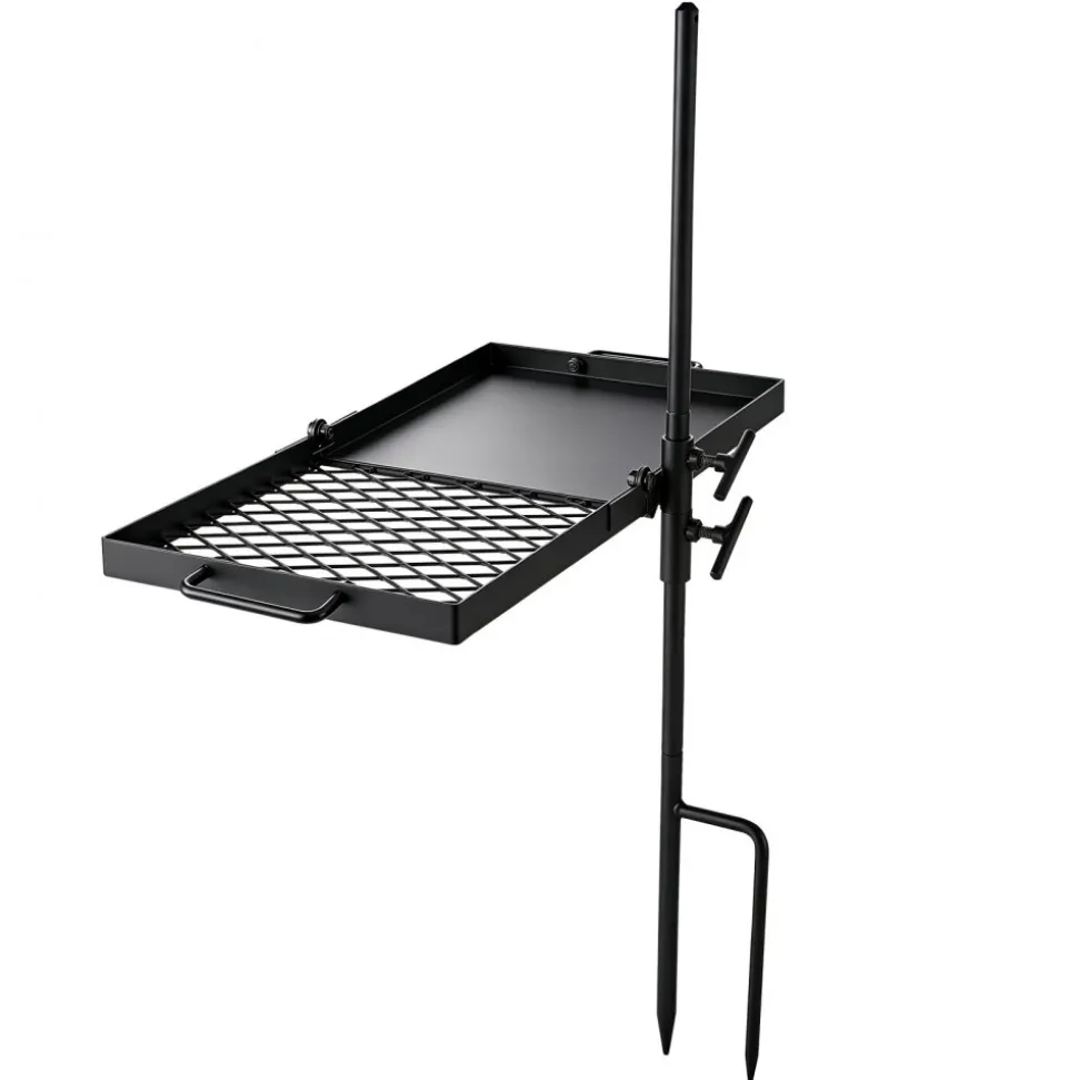 VEVOR Heavy Duty Swivel Campfire Grill, 24" Portable Camping Grill Grate & Griddle, Sturdy Steel BBQ Mesh, 360° Height Adjustable Over Fire Pit Equipment, for Outdoor Open Flame Cooking, Black