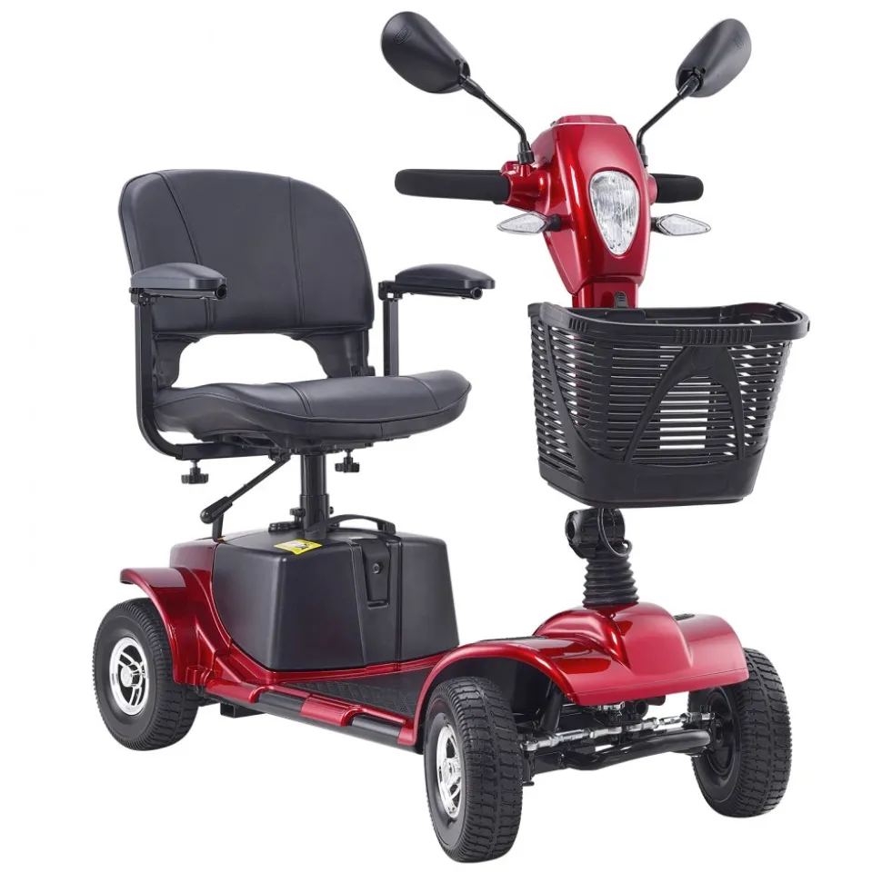 VEVOR Heavy-Duty 4 Wheel Mobility Scooter for Adults & Seniors - Folding Electric Powered Mobility Scooter & 12 Mile Long Range, All Terrain Travel Scooter with 9° Climbing Capacity, 265lb Capacity