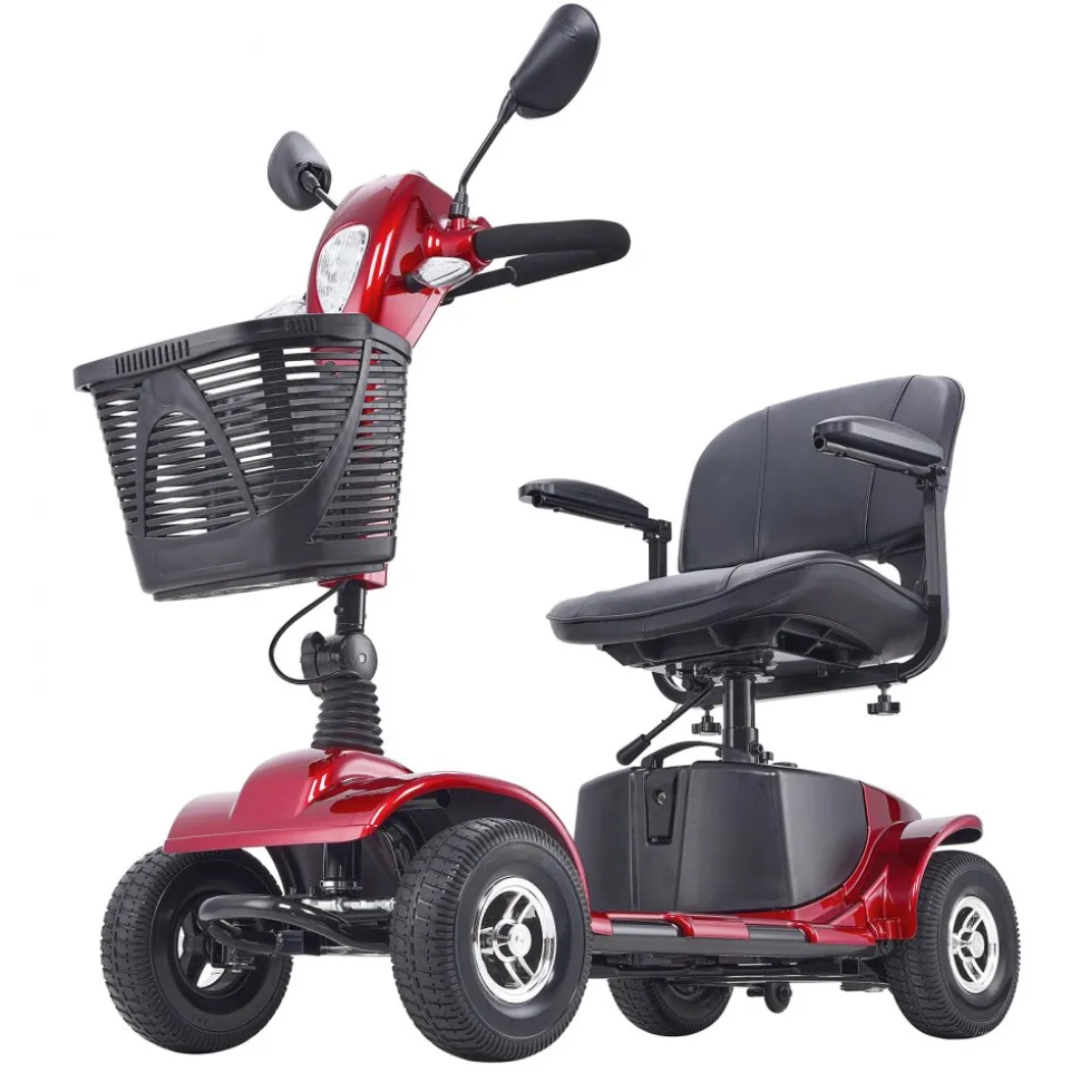 VEVOR Heavy-Duty 4 Wheel Mobility Scooter for Adults & Seniors - Folding Electric Powered Mobility Scooter & 12 Mile Long Range, All Terrain Travel Scooter with 9° Climbing Capacity, 265lb Capacity