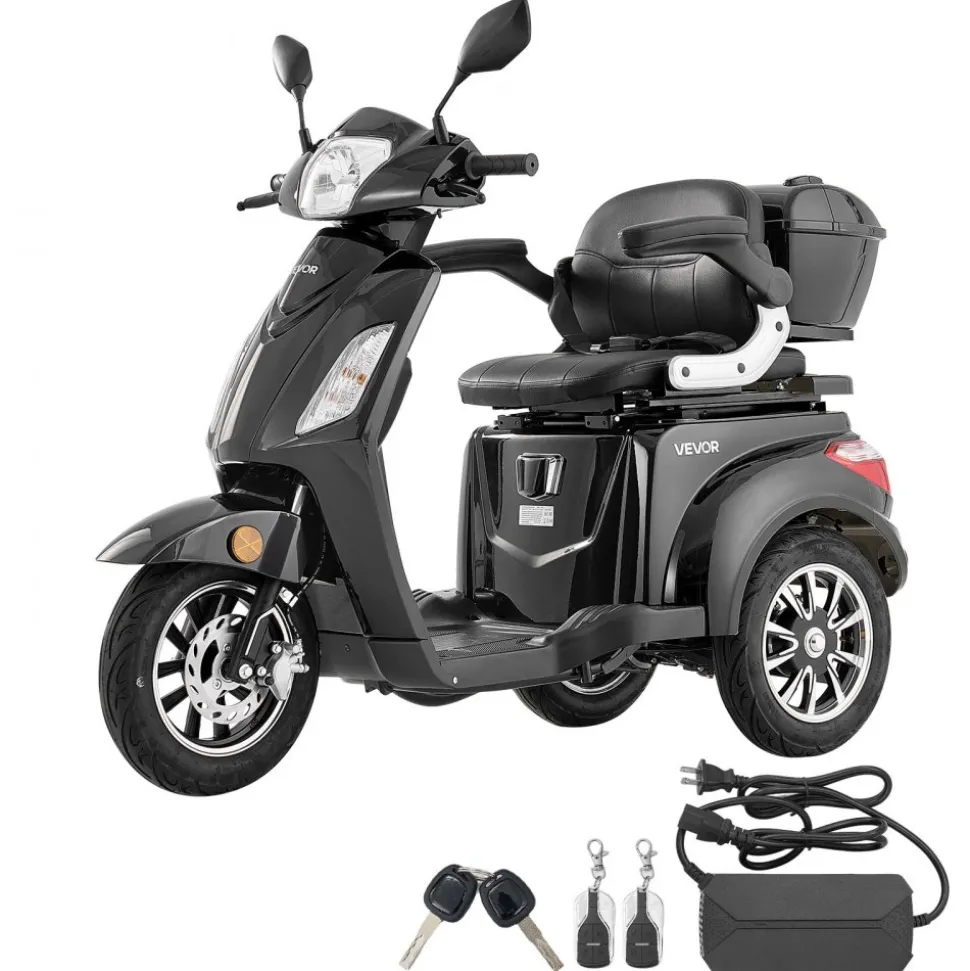 VEVOR Heavy Duty 3-Wheel Mobility Scooters for Seniors & Adults, 500lbs Capacity, 21.5 Miles 3-Speed Long Range, 1000W All Terrain Electric Recreational Scooter Wheelchair, 20° Max Climbing Capacity