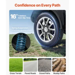 VEVOR Heavy Duty 3-Wheel Mobility Scooters for Seniors & Adults, 500lbs Capacity, 21.5 Miles 3-Speed Long Range, 1000W All Terrain Electric Recreational Scooter Wheelchair, 20° Max Climbing Capacity