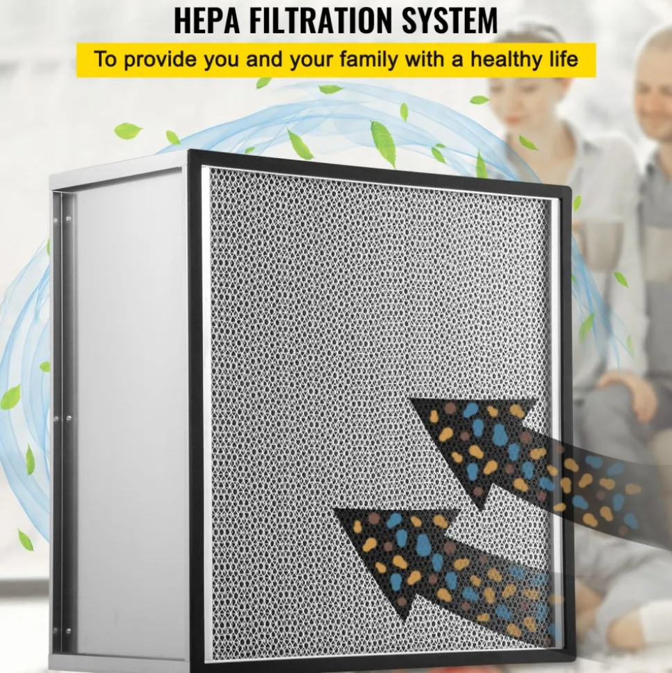 VEVOR HEPA Replacement Filter, 24''x24''x11.5'' AC Filter, True HEPA Pleated Air Filter, Air Filter Replacement with Galvanized Frame, 99.97% Standard Filter Compatible for HEPA Filter Novair 20