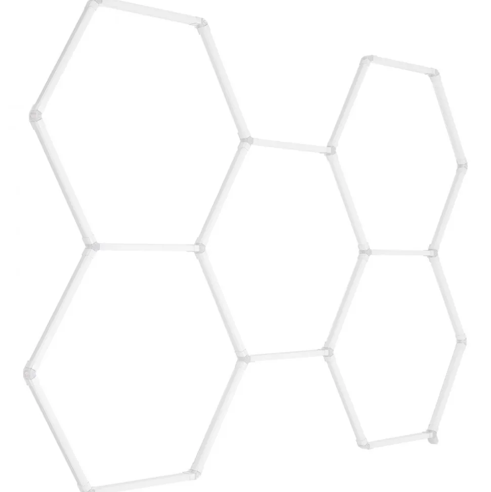 VEVOR Hexagon Garage Lights, 26400LM, 6500K 5 Grid Systems Honeycomb Hexagonal Garage LED Lights, DIY Cool White Car Detailing Garage Ceiling Lighting Bright Shop Light for Gym Basement Workshop