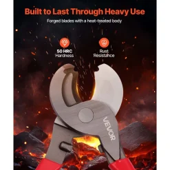 VEVOR High Leverage Cable Cutter, 9-1/4 in Compact, Forged Blades and PVC-Coated Handles, Heavy Duty Cable Cutting Pliers Tool for 4/0 AWG Aluminum, 2/0 AWG Soft Copper and 100-Pair 24AWG Comm Cables