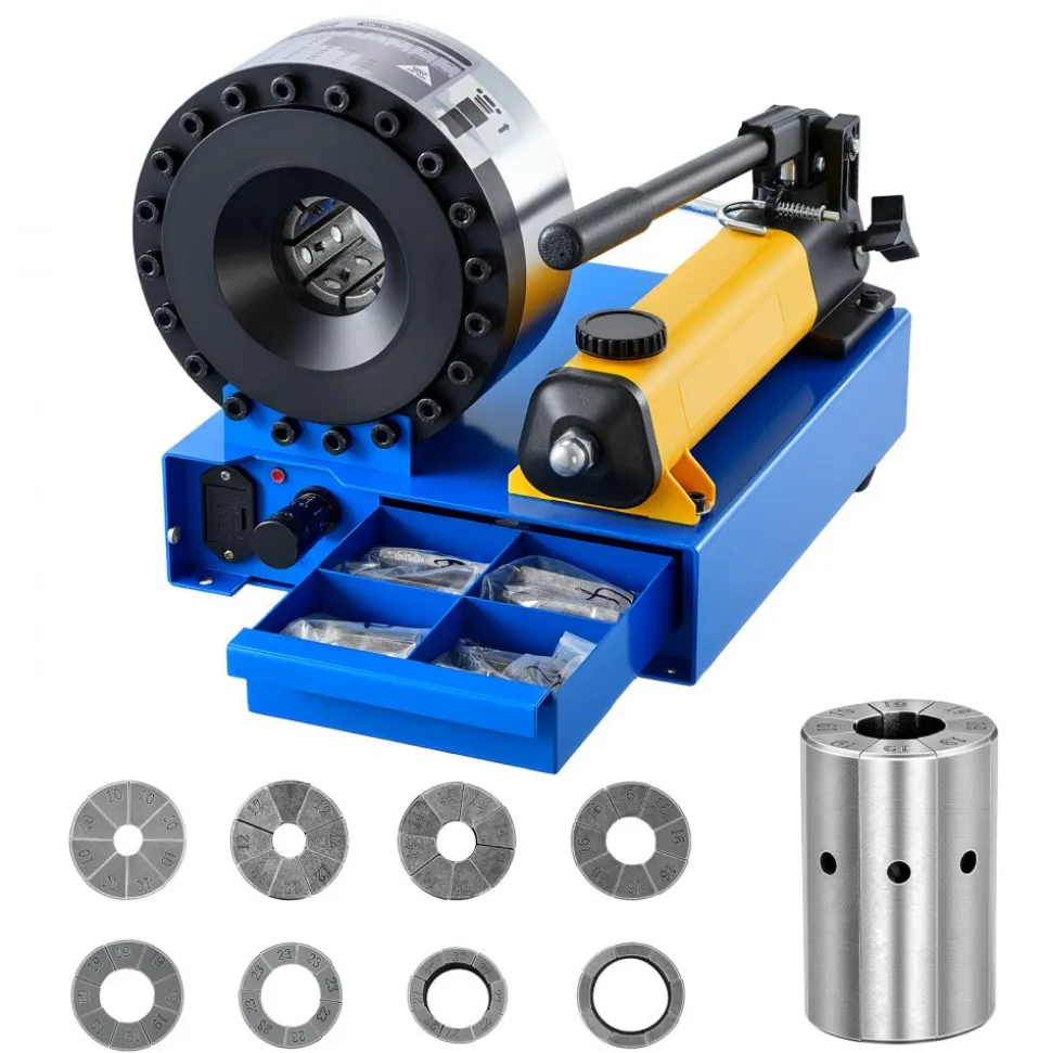 VEVOR High Pressure Hydraulic Hose Crimper, Manual Hose Crimping Tool with 8 Dies & 0.24"-1.1" Crimping Range, Suitable for Low & High-Pressure Oil Pipes, Gas/Water/Auto AC Hoses & Cable Joints