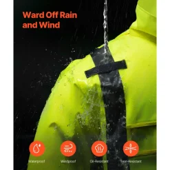 VEVOR High Visibility Reflective Safety Jacket, Waterproof Safety Hoodie, Work Construction Coat with Pockets for Men & Women, Rain Gear Meet ANSI & Class 3, Hi Vis Yellow Coat with Black Bottom, L