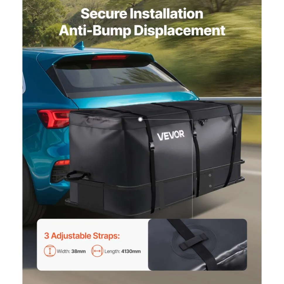 VEVOR Hitch Cargo Carrier Bag, Waterproof 840D PVC, 59.84 x 24.02 x 30.63 in (25 Cubic Feet), Heavy Duty Cargo Bag for Truck Bed Storage with Reinforced Straps, Suitable for Car SUV Vans Hitch Basket
