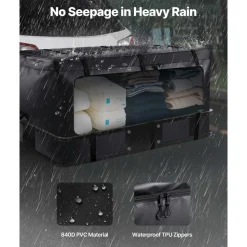VEVOR Hitch Cargo Carrier Bag, Waterproof 840D PVC, 59.84 x 24.02 x 30.63 in (25 Cubic Feet), Heavy Duty Cargo Bag for Truck Bed Storage with Reinforced Straps, Suitable for Car SUV Vans Hitch Basket