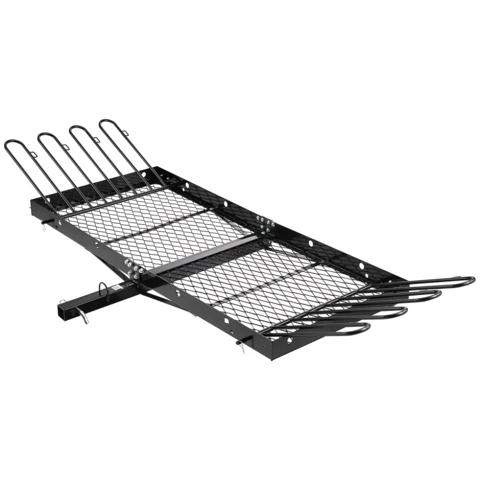 VEVOR Hitch Cargo Carrier with Bike Racks, 62" x 27" x 3" Hitch Mount Cargo Carrier for up to 4 Mountain Bikes, 500LBS Capacity High-Strength Steel Rear Luggage Basket Fits 2" Receiver for SUV Pickups