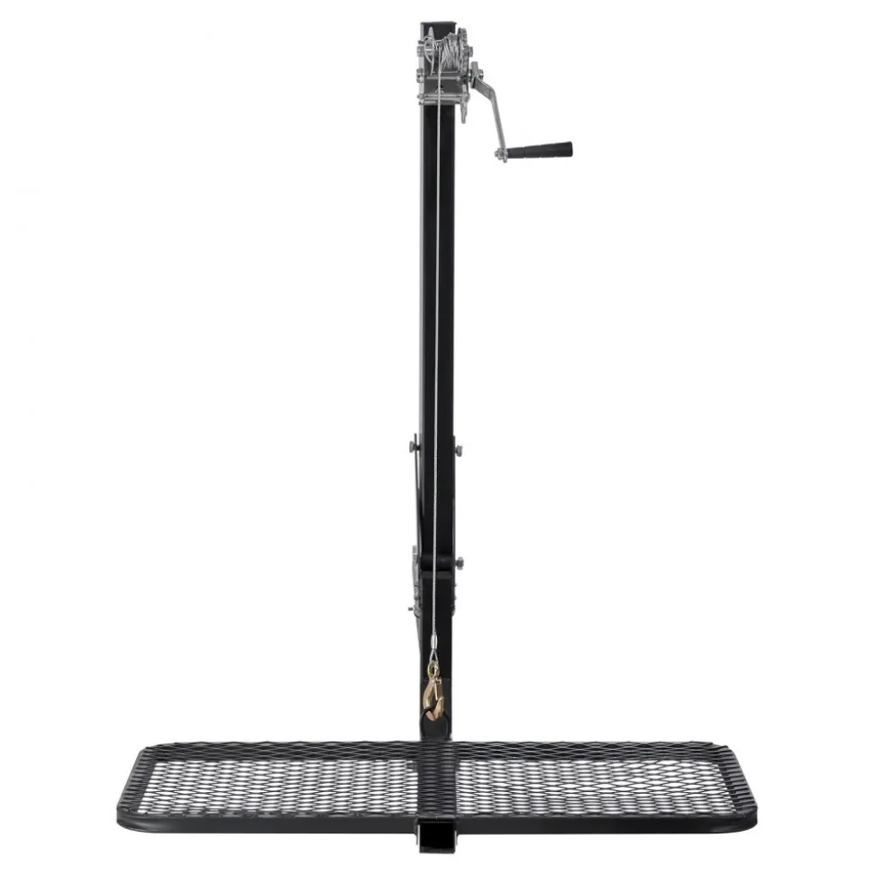 VEVOR Hitch Deer Hoist with Lifting System Platform, 300 lbs Load Capacity, Game Hoist Winch Lift with 2-inch Receiver, 360-Degree Swivel Shaft & Foldable, Hitch-Mounted Deer Hanger for Moving Game