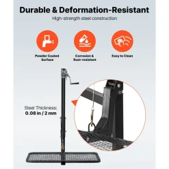 VEVOR Hitch Deer Hoist with Lifting System Platform, 300 lbs Load Capacity, Game Hoist Winch Lift with 2-inch Receiver, 360-Degree Swivel Shaft & Foldable, Hitch-Mounted Deer Hanger for Moving Game