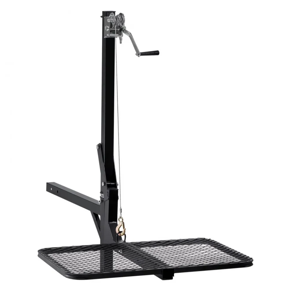 VEVOR Hitch Deer Hoist with Lifting System Platform, 300 lbs Load Capacity, Game Hoist Winch Lift with 2-inch Receiver, 360-Degree Swivel Shaft & Foldable, Hitch-Mounted Deer Hanger for Moving Game