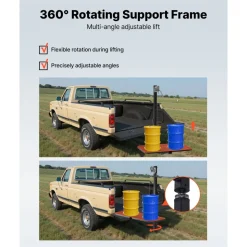 VEVOR Hitch Deer Hoist with Lifting System Platform, 300 lbs Load Capacity, Game Hoist Winch Lift with 2-inch Receiver, 360-Degree Swivel Shaft & Foldable, Hitch-Mounted Deer Hanger for Moving Game