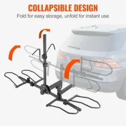 VEVOR Hitch Mount Bike Rack, 2-Bike Platform Style, 160 LBS Max Capacity Bike Rack Hitch for 2-inch Receiver, Titling and Folding Bike Carrier with Tires up to 5
