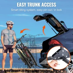 VEVOR Hitch Mount Bike Rack, 2-Bike Platform Style, 80 LBS Max Capacity Bike Rack Hitch for 1.25-/2-inch Receiver, Titling and Folding Bike Carrier with Tires up to 2.4