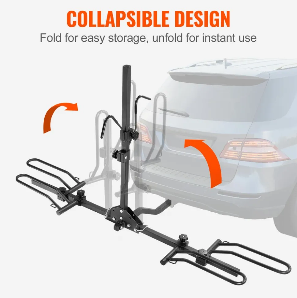 VEVOR Hitch Mount Bike Rack, 2-Bike Platform Style, 80 LBS Max Capacity Bike Rack Hitch for 1.25-/2-inch Receiver, Titling and Folding Bike Carrier with Tires up to 2.4" Wide, for Car, SUV, Truck, RV