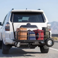 VEVOR Hitch Mount Cargo Carrier on Wheels, 36.2" x 21.3" x 11.8", 2-in-1 Folding Rear Luggage Rack Basket & Cargo Cart with Hitch Stabilizer, Fits 2" Receiver for SUV Pickups, 400LBS Load Capacity