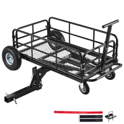 VEVOR Hitch Mount Cargo Carrier on Wheels, 36.2" x 21.3" x 11.8", 2-in-1 Folding Rear Luggage Rack Basket & Cargo Cart with Hitch Stabilizer, Fits 2" Receiver for SUV Pickups, 400LBS Load Capacity