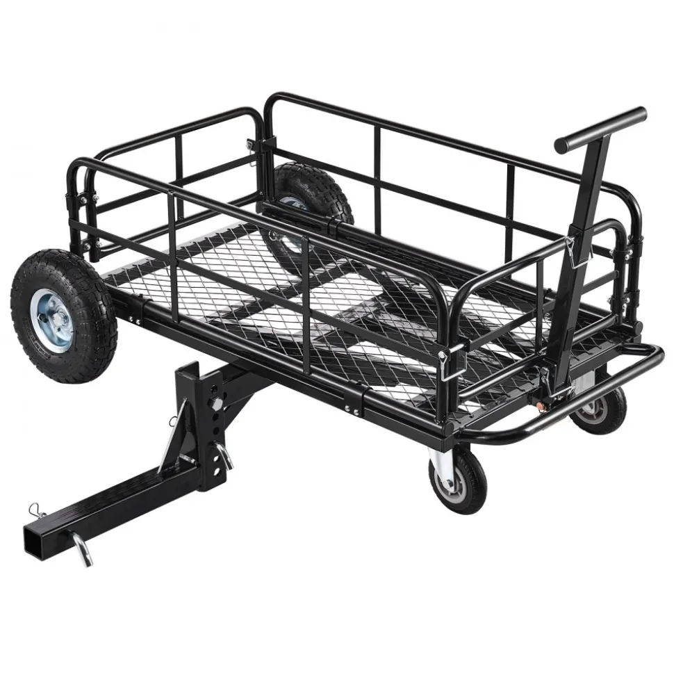 VEVOR Hitch Mount Cargo Carrier on Wheels, 36.2" x 21.3" x 11.8", 2-in-1 Folding Rear Luggage Rack Basket & Cargo Cart with Hitch Stabilizer, Fits 2" Receiver for SUV Pickups, 400LBS Load Capacity