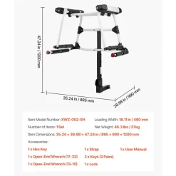 VEVOR Hitch Mounted Ski & Snowboard Rack, Fits 2-Inch Receiver, Carries up to 6 Pairs of Skis or 4 Snowboards, Hitch-Mounted Rack for Car with Key Lock, Security Strap, Tilt Access, Rubber Padding