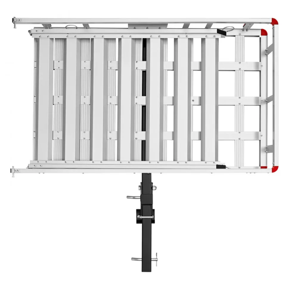 VEVOR Hitch Mount Wheelchair Carrier Height Adjustable, 500LBS Steel Mobility Scooter Carrier Cargo Basket with Folding Ramp & Stabilizer Kit, Fits 2" Hitch Receiver for Truck SUV Car, 48" x 28"