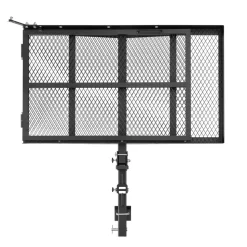 VEVOR Hitch Mount Wheelchair Carrier Height Adjustable, 500LBS Steel Mobility Scooter Carrier Cargo Basket with Folding Ramp & Stabilizer Kit, Fits 2