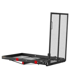 VEVOR Hitch Mount Wheelchair Carrier Height Adjustable, 500LBS Steel Mobility Scooter Carrier Cargo Basket with Folding Ramp & Stabilizer Kit, Fits 2