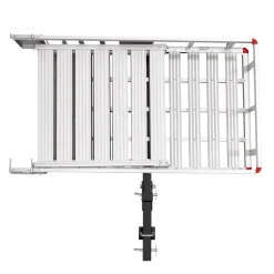 VEVOR Hitch Mount Wheelchair Carrier, 500LBS Mobility Scooter Carrier with Double-Folding Ramp, Aluminum Hitch Cargo Basket & Stabilizer Kit, Fits 2