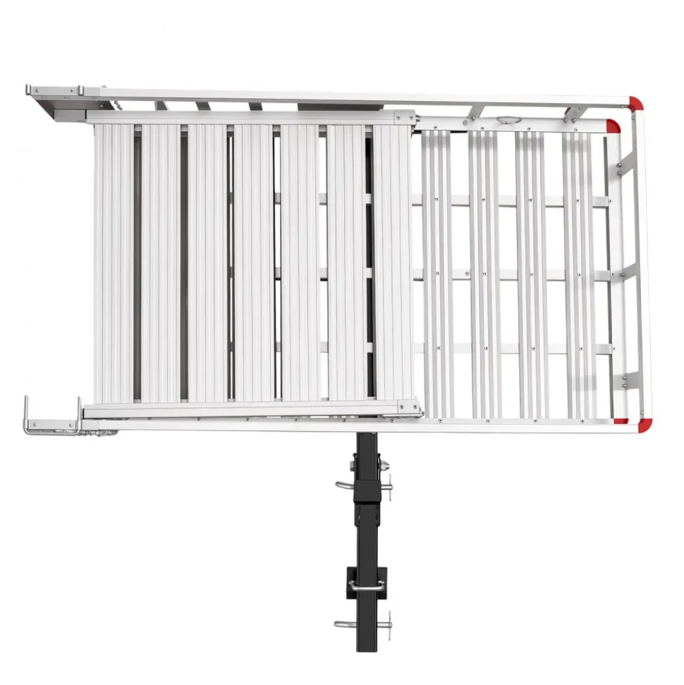 VEVOR Hitch Mount Wheelchair Carrier, 500LBS Mobility Scooter Carrier with Double-Folding Ramp, Aluminum Hitch Cargo Basket & Stabilizer Kit, Fits 2" Receiver for Truck SUV Car, 53.7" x 29.5" x 8.7"