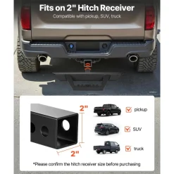 VEVOR Hitch Step for 2 Inch Receiver, Universal Rear Bumper Guard Protector with 300 LBS Load Capacity, Non-Slip Tow Hitch Step with Pin Lock and Stabilizer, Fit for Truck, SUV, Pickup, Trailer