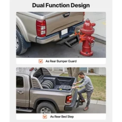VEVOR Hitch Step for 2 Inch Receiver, Universal Rear Bumper Guard Protector with 300 LBS Load Capacity, Non-Slip Tow Hitch Step with Pin Lock and Stabilizer, Fit for Truck, SUV, Pickup, Trailer