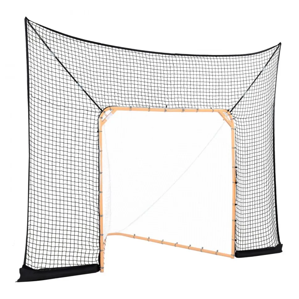 VEVOR Hockey and Lacrosse Goal Backstop, 12x9 ft Lacrosse Net with Extended Coverage, Quick Easy Setup Complete Accessories Training Net, Backyard Lacrosse Equipment, for Youth Adult (NET ONLY)