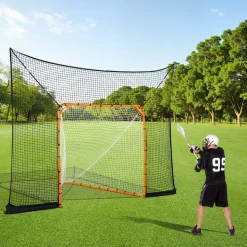 VEVOR Hockey and Lacrosse Goal Backstop, 12x9 ft Lacrosse Net with Extended Coverage, Quick Easy Setup Complete Accessories Training Net, Backyard Lacrosse Equipment, for Youth Adult (NET ONLY)