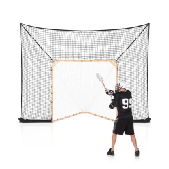 VEVOR Hockey and Lacrosse Goal Backstop, 12x9 ft Lacrosse Net with Extended Coverage, Quick Easy Setup Complete Accessories Training Net, Backyard Lacrosse Equipment, for Youth Adult (NET ONLY)