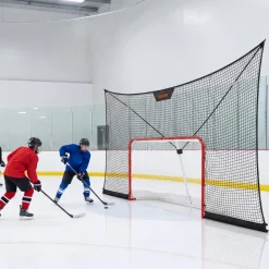 VEVOR Hockey Goal Goal and Backstop Net Set, 12x7 ft Durable Hockey Net with Extended Coverage, Lightweight Portable Complete Training Accessory Set, Easy Assembly, for Youth and Adults
