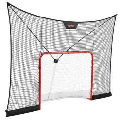 VEVOR Hockey Goal Goal and Backstop Net Set, 12x7 ft Durable Hockey Net with Extended Coverage, Lightweight Portable Complete Training Accessory Set, Easy Assembly, for Youth and Adults