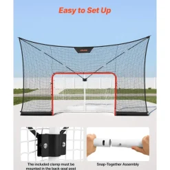 VEVOR Hockey Goal Goal and Backstop Net Set, 12x7 ft Durable Hockey Net with Extended Coverage, Lightweight Portable Complete Training Accessory Set, Easy Assembly, for Youth and Adults