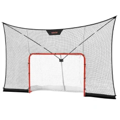 VEVOR Hockey Goal Goal and Backstop Net Set, 12x7 ft Durable Hockey Net with Extended Coverage, Lightweight Portable Complete Training Accessory Set, Easy Assembly, for Youth and Adults