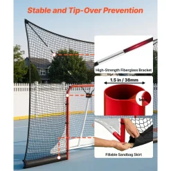 VEVOR Hockey Goal Goal and Backstop Net Set, 12x7 ft Durable Hockey Net with Extended Coverage, Lightweight Portable Complete Training Accessory Set, Easy Assembly, for Youth and Adults