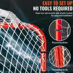 VEVOR Hockey Goal with Backstop and Targets, Street Steel Hockey Net, 72" Pro Hockey Training Goal Set, Portable Indoor Outdoor Hockey Goal with Net, Easy Assemble, White/Red