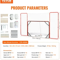 VEVOR Hockey Goal with Backstop and Targets, Street Steel Hockey Net, 72