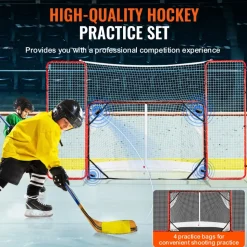 VEVOR Hockey Goal with Backstop and Targets, Street Steel Hockey Net, 72