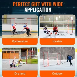 VEVOR Hockey Goal with Backstop and Targets, Street Steel Hockey Net, 72