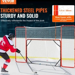 VEVOR Hockey Goal with Backstop and Targets, Street Steel Hockey Net, 72