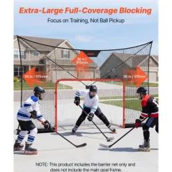 VEVOR Hockey Net Backstop, 12x7 ft Durable Hockey Goal Backstop Net with Extended Coverage, Lightweight and Portable Backyard Training Equipment, Easy Assembly, for Youth Adult (NET ONLY)